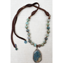 Handmade  Leather & Stone Necklace