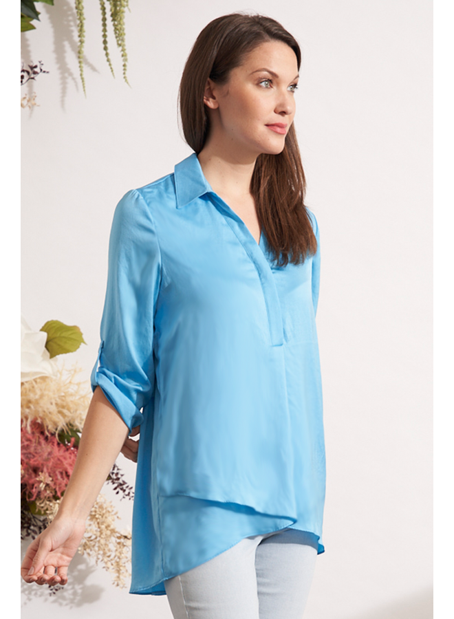 Renuar Soft And Beautiful Blouse In Blue Jay