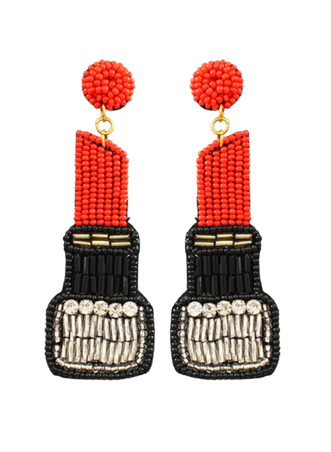 Beaded Red Lipstick Earrings Shady And Katie Shady And Katie
