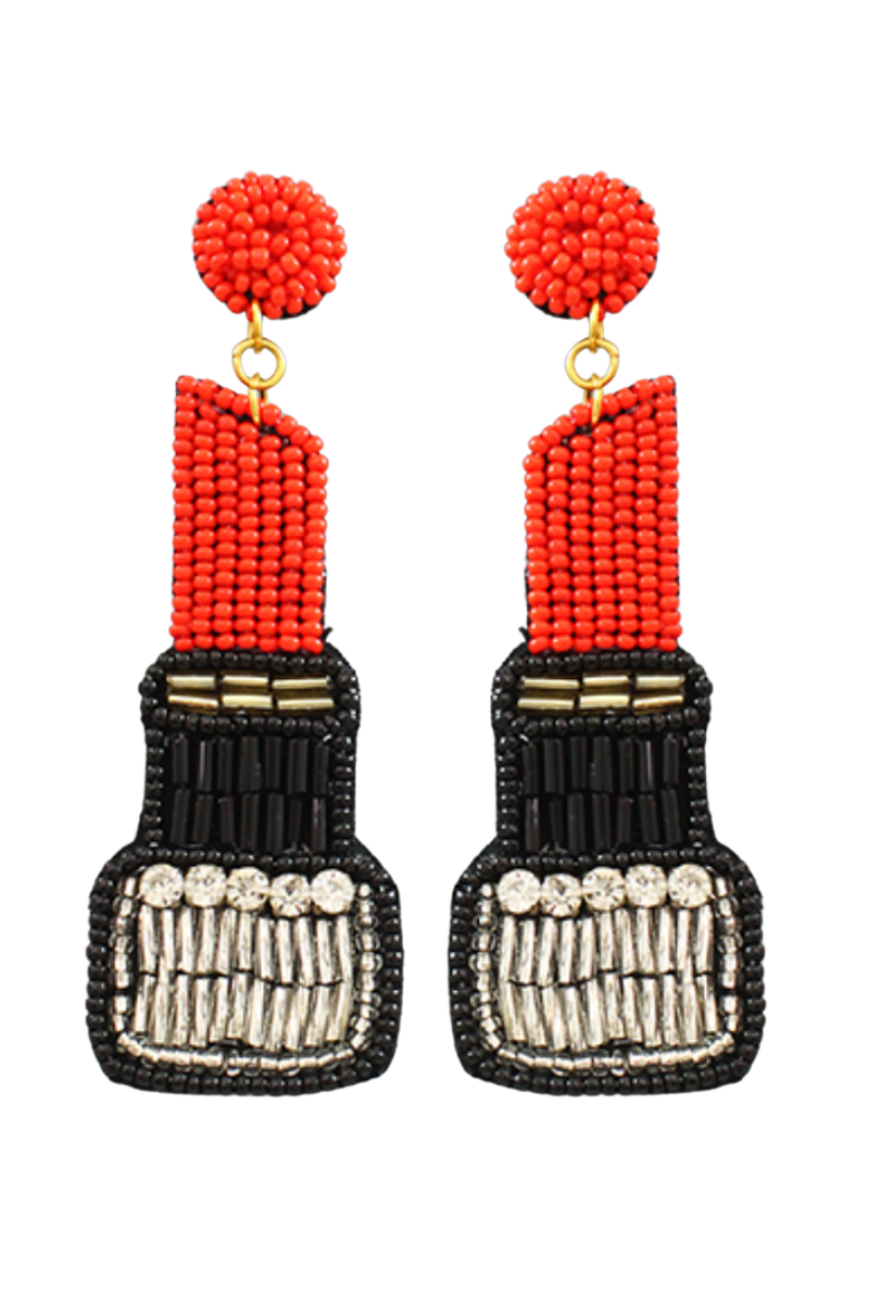 Beaded Red Lipstick Earrings Shady And Katie Shady And Katie