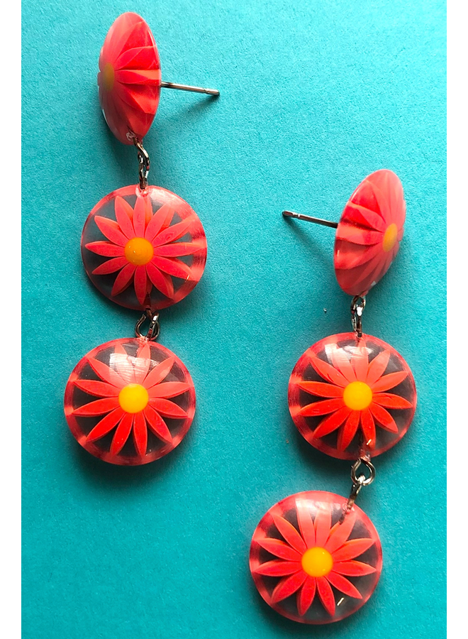 Leete Lovendale Orange Sunflower Earrings