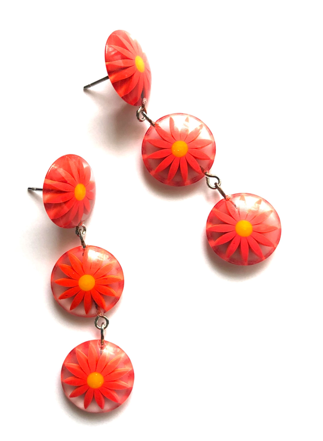 Leete Lovendale Orange Sunflower Earrings