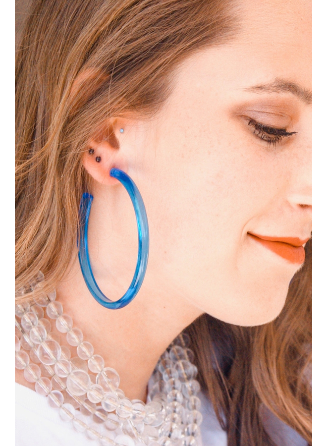 Leete Lovendale Denim Blue Lucite Hoops