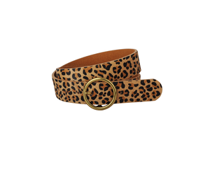V-Logo leopard-print calf-hair belt