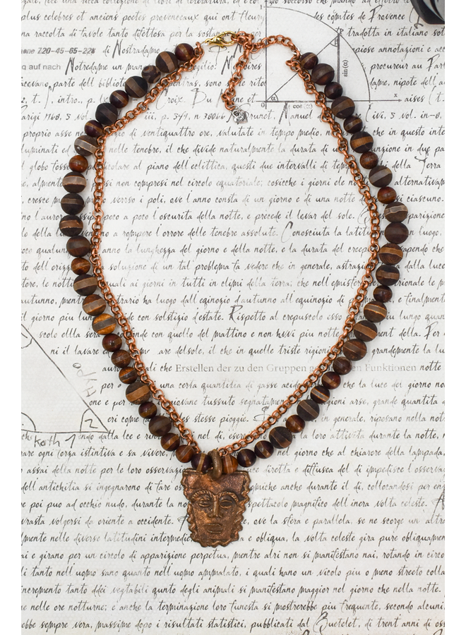 Betsy Gay Hart Copper Mask Necklace