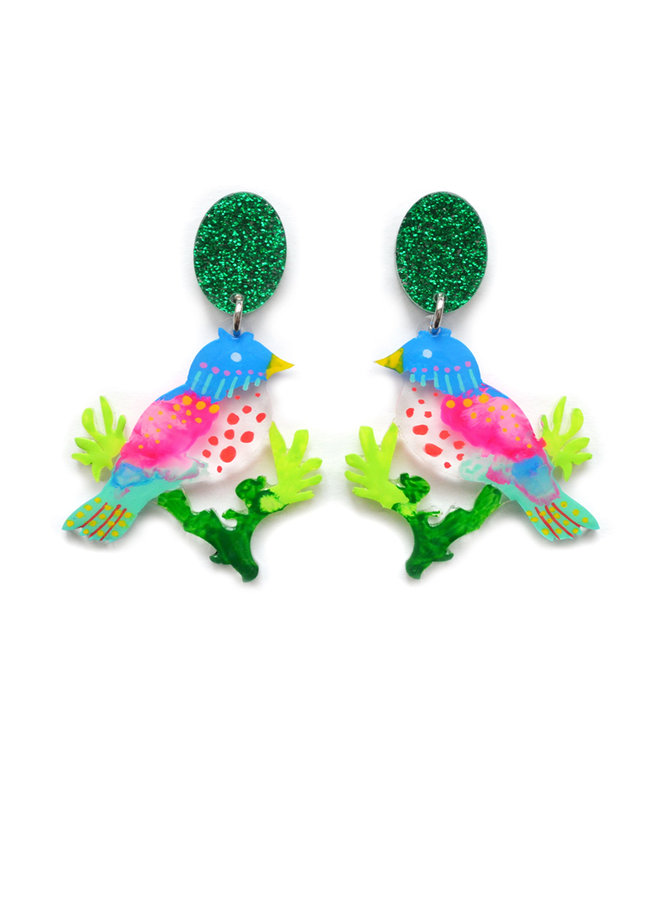 Acrylic Tropical Bird Earrings