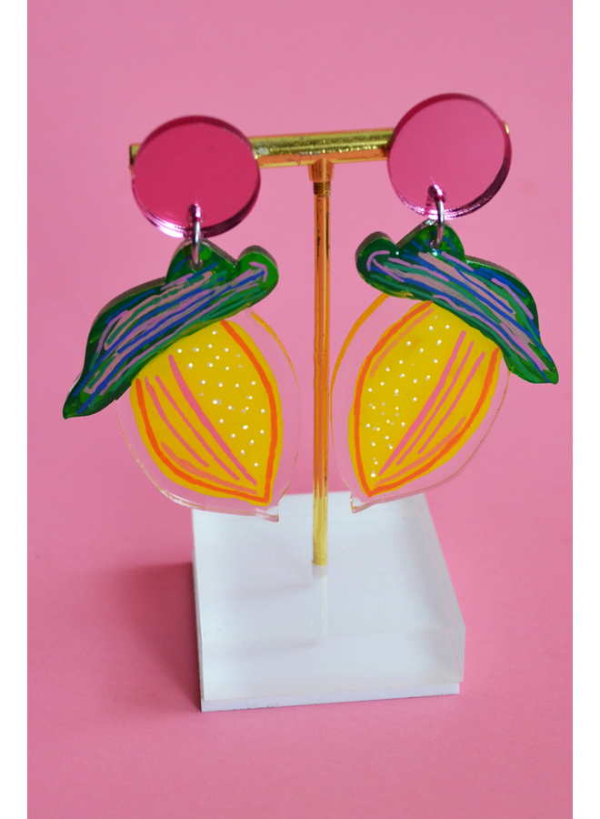 Acrylic Lemon Fruit Earrings