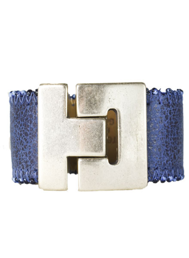 Streets Ahead Blue & Beads Leather Cuff