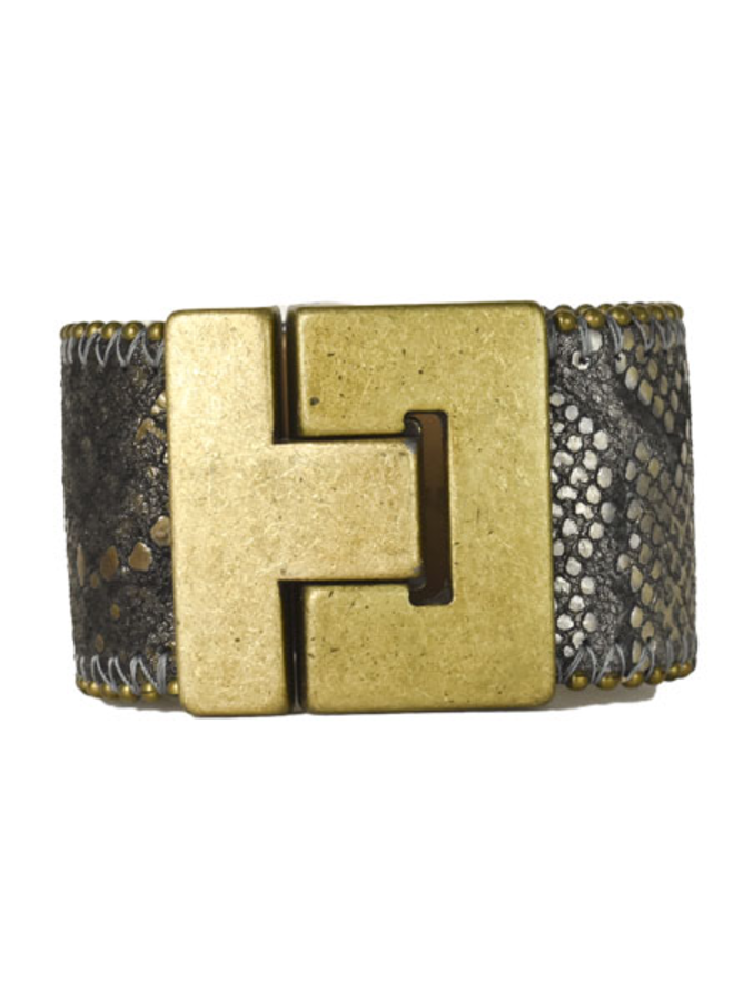 Streets Ahead Brass Bead & Multi Python Cuff