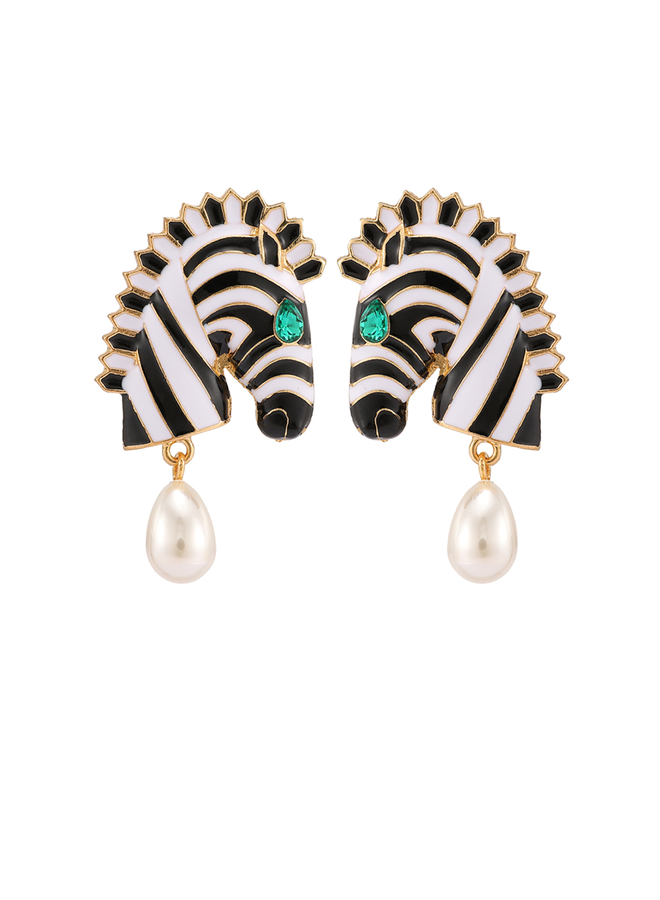 Enamel Zebra Earrings