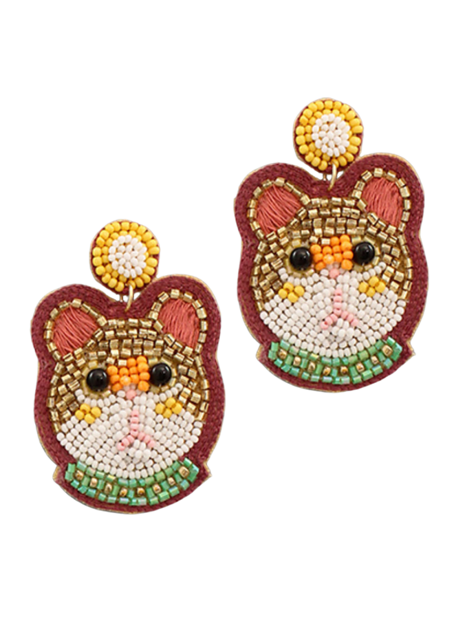 Beaded Cat Face Earrings Shady And Katie Shady And Katie