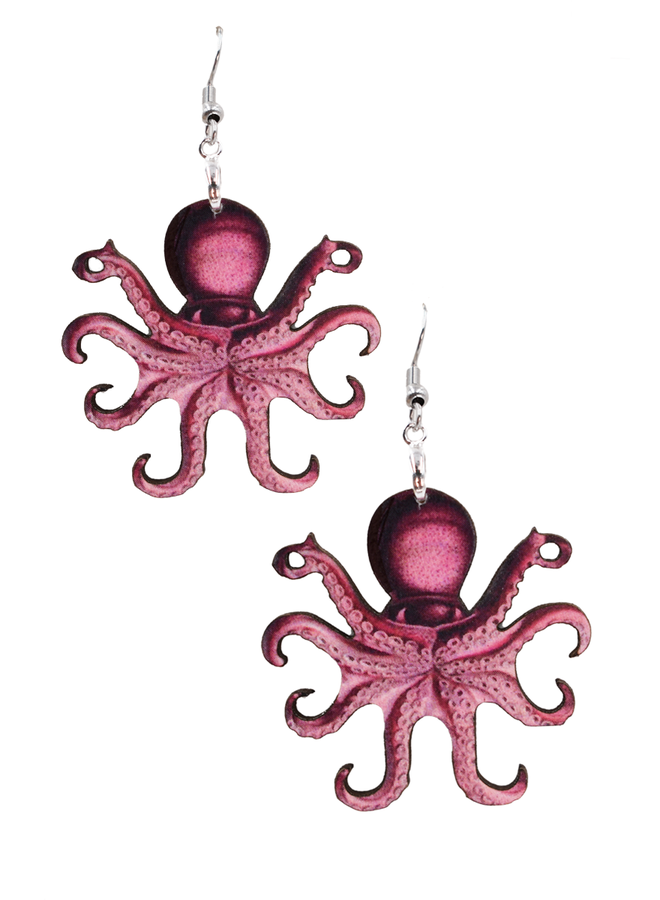 Pink Octopus Earrings