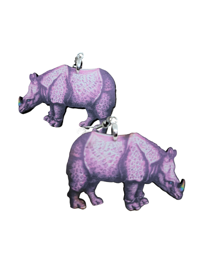 Purple Rhino Earrings