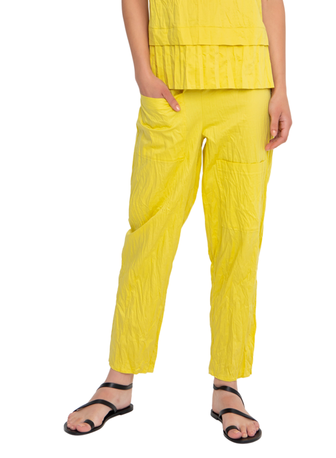 Ozai Crinkle Funnel Pants In Yellow