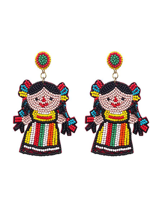 Beaded Mexican Doll Earrings