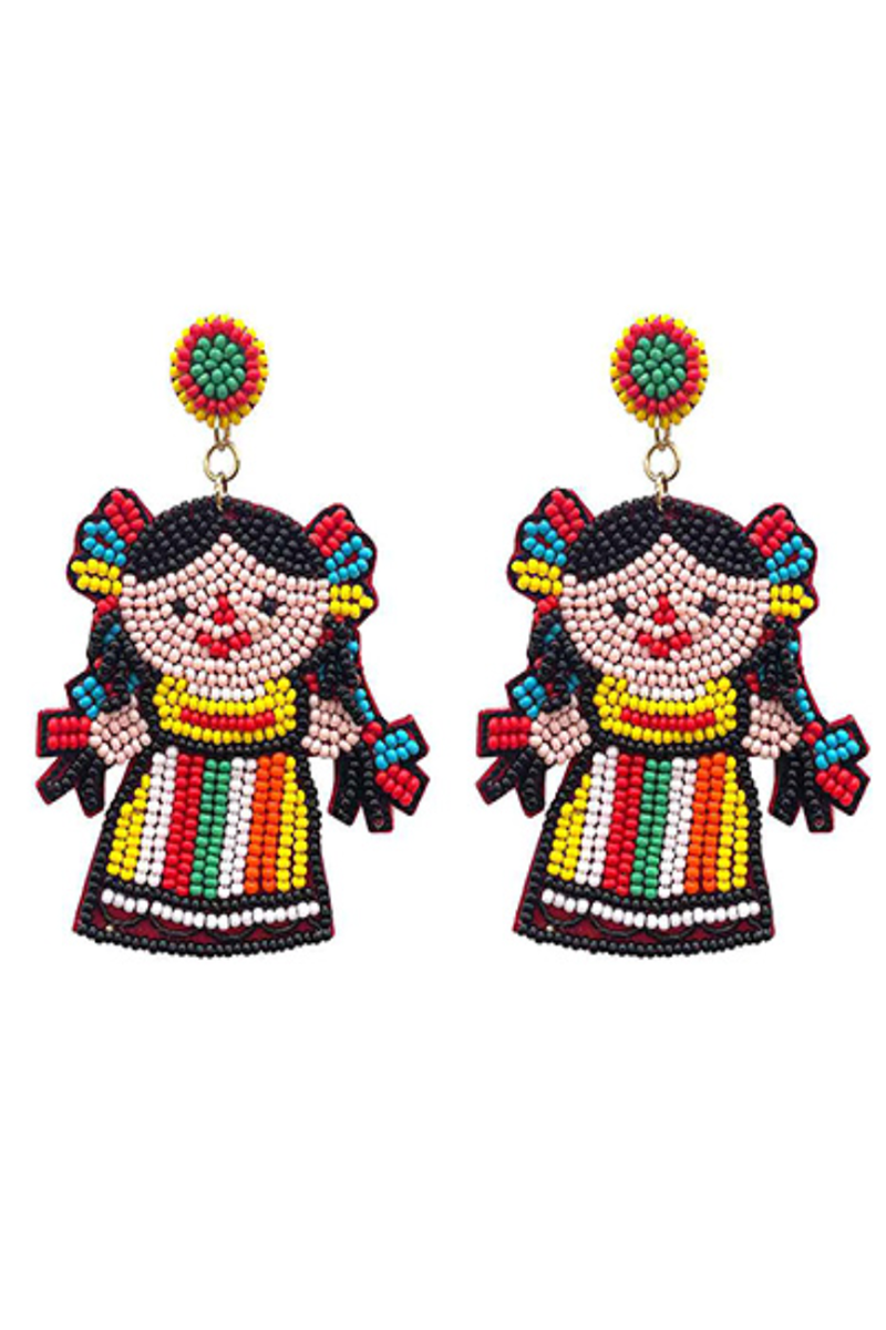 Beaded Mexican Doll Earrings Shady And Katie