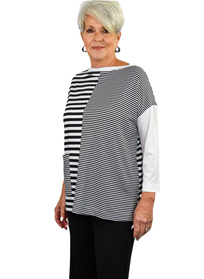 Terra Black & White Stripe Top