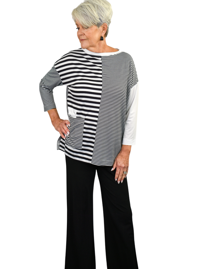 Terra Black & White Stripe Top