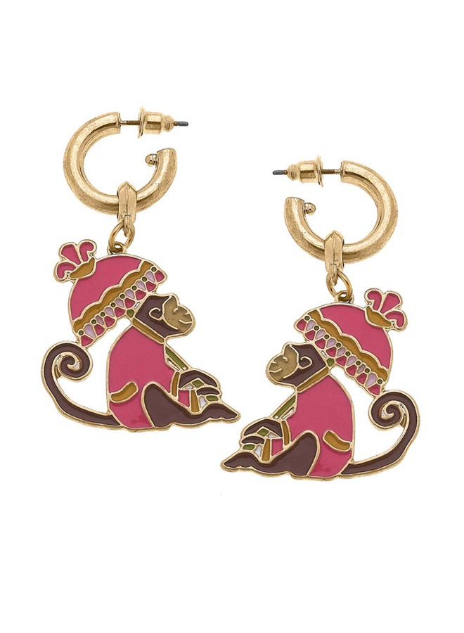 Remy Enamel Monkey Earrings