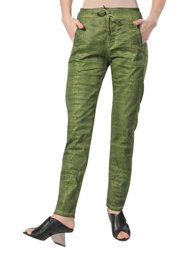 Alembika Iconic Jeans In Green Gold