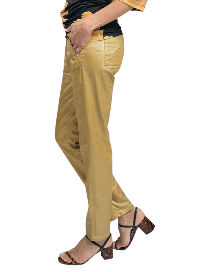 Alembika Iconic Jeans In Pinstripe Gold