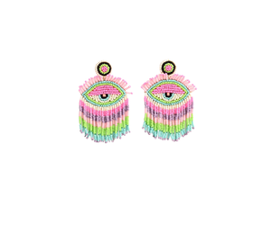 Pink Lazy Evil Eye Earrings - Shady And Katie - Shady And Katie 