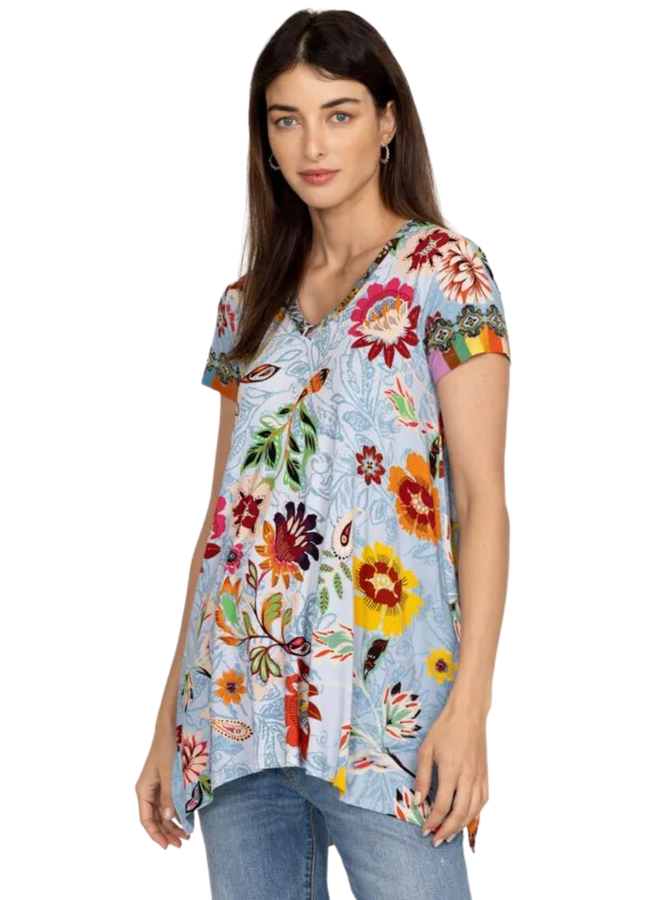 Johnny Was Rainbow Floral Drape Tunic