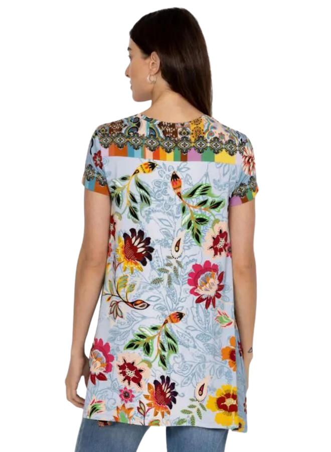 Johnny Was Rainbow Floral Drape Tunic