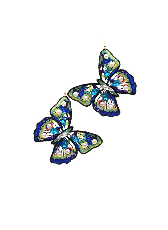 Embroidered Butterfly Earrings