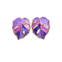 Enamel Leaf Earrings In Purple