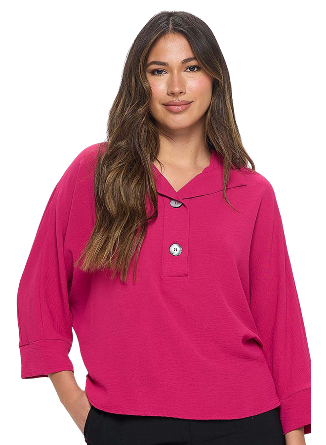 Dolman Sleeve Easy Top In Magenta