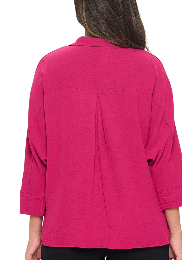 Dolman Sleeve Easy Top In Magenta