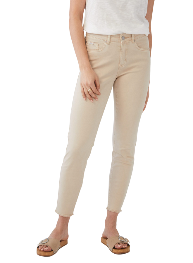 French Dressing Olivia Fringed Slim Ankle Jean in Oyster