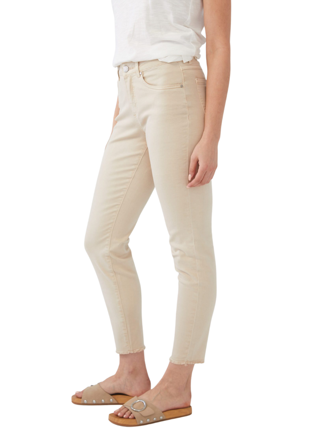 French Dressing Olivia Fringed Slim Ankle Jean in Oyster