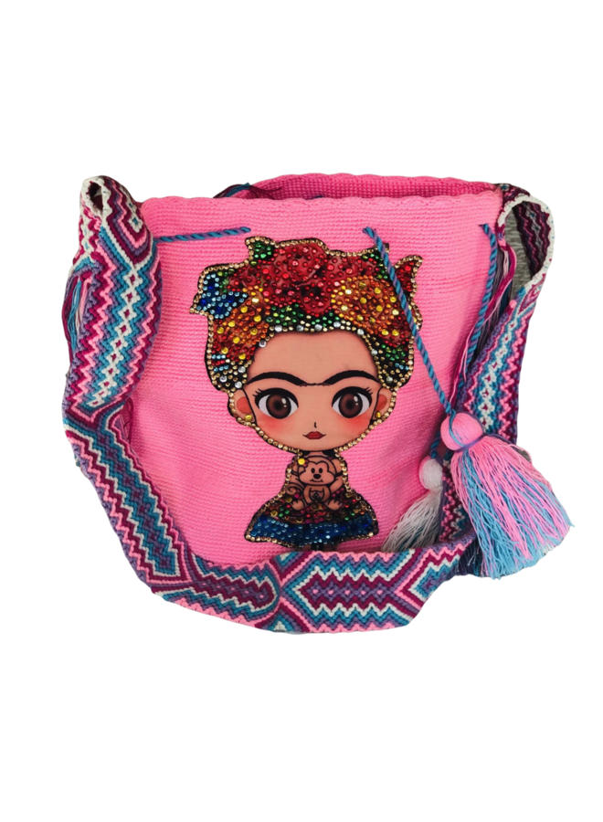 Frida Woven Crossbody Bag In Pink