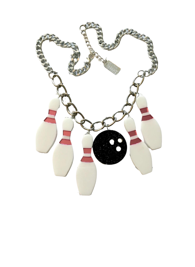 Bowling Ball & Pins Charm Necklace