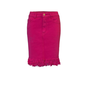 Fringed Denim Skirt In Fuschia