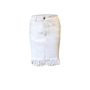 Fringed Denim Skirt In White