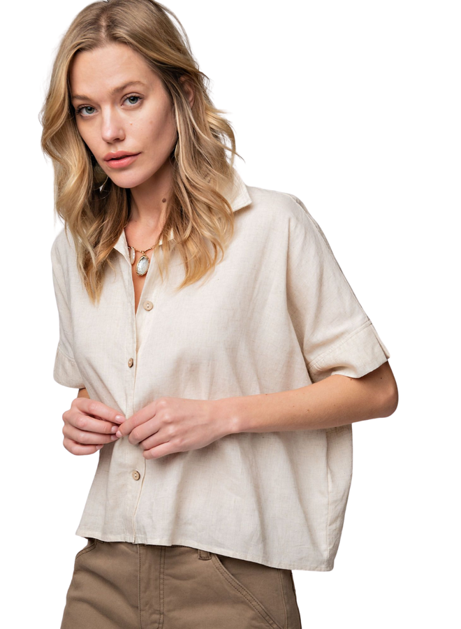 Linen Short Top In Oatmeal