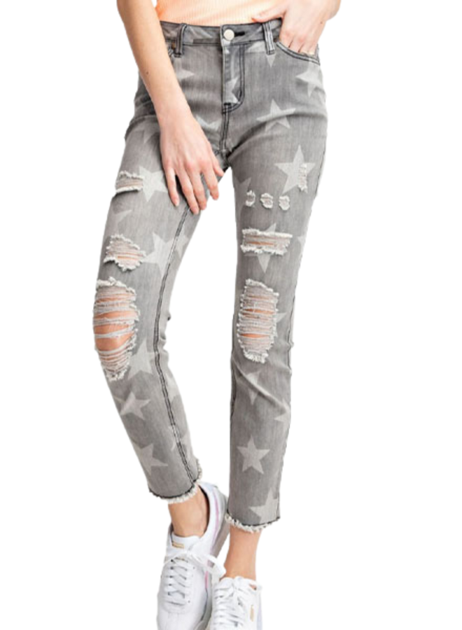 Distressed Star Jeans