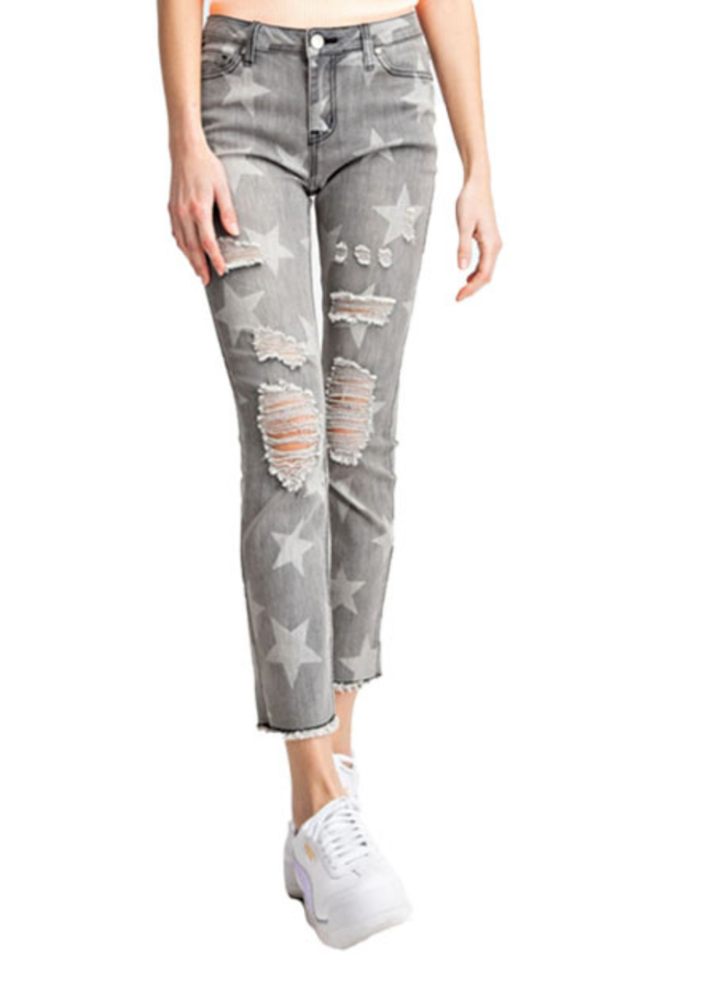 Distressed Star Jeans
