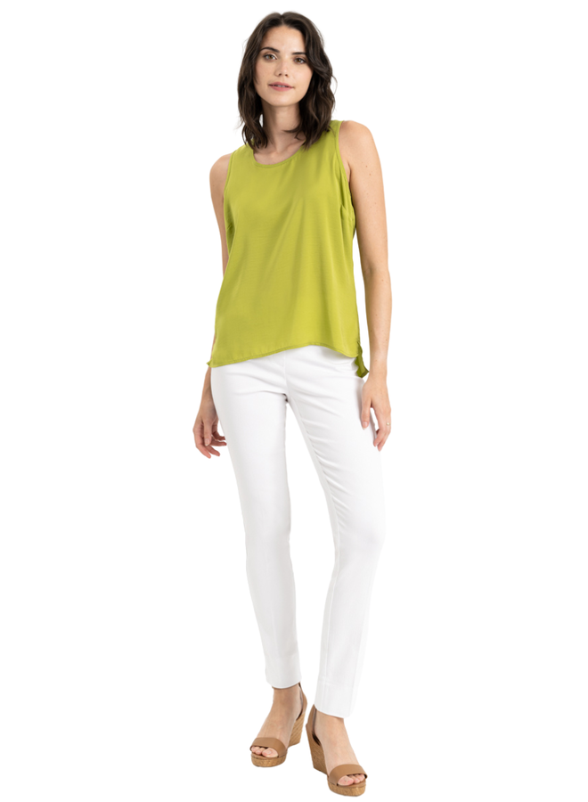 Renuar Extra Long Cigarette Ankle Pant In White