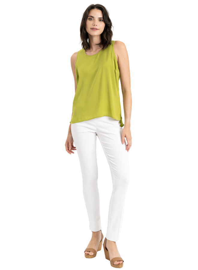 Renuar Long Cigarette Ankle Pant in White