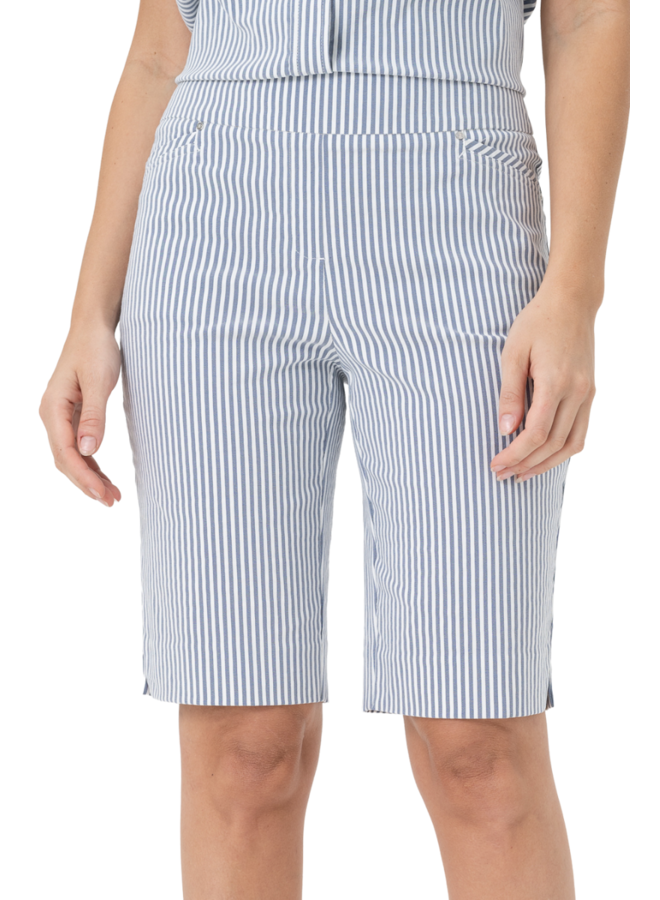 Renuar Seersucker Pinstripe Bermudas In Chambray