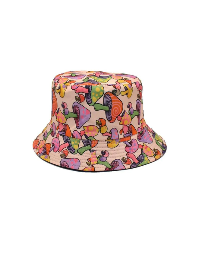 Cosmic Mushrooms Rainbow Bucket Hat