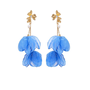 Blue Fabric Flower Statement Earrings