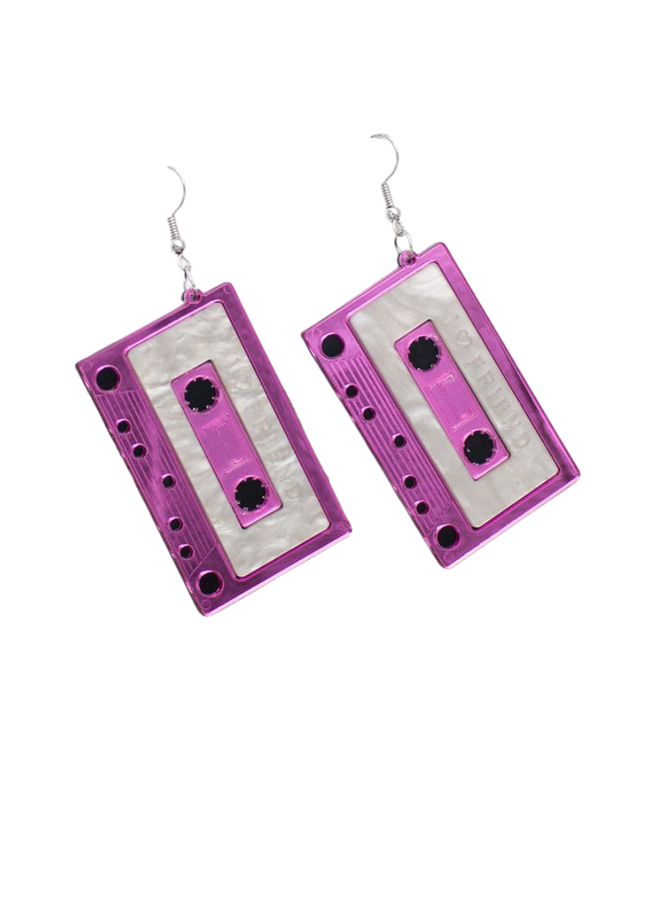 Pink Cassette Earrings