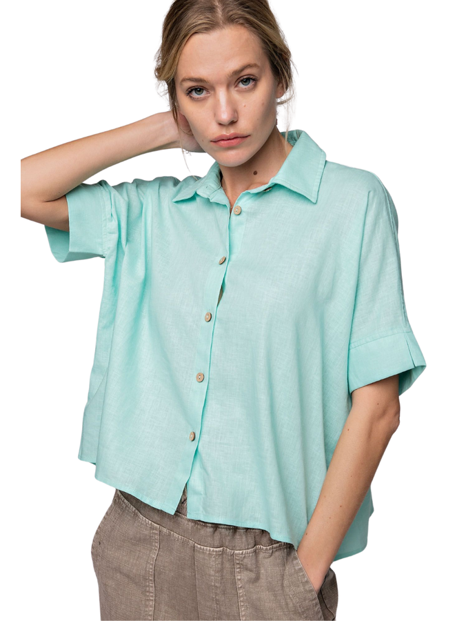 Linen Short Top In Mint