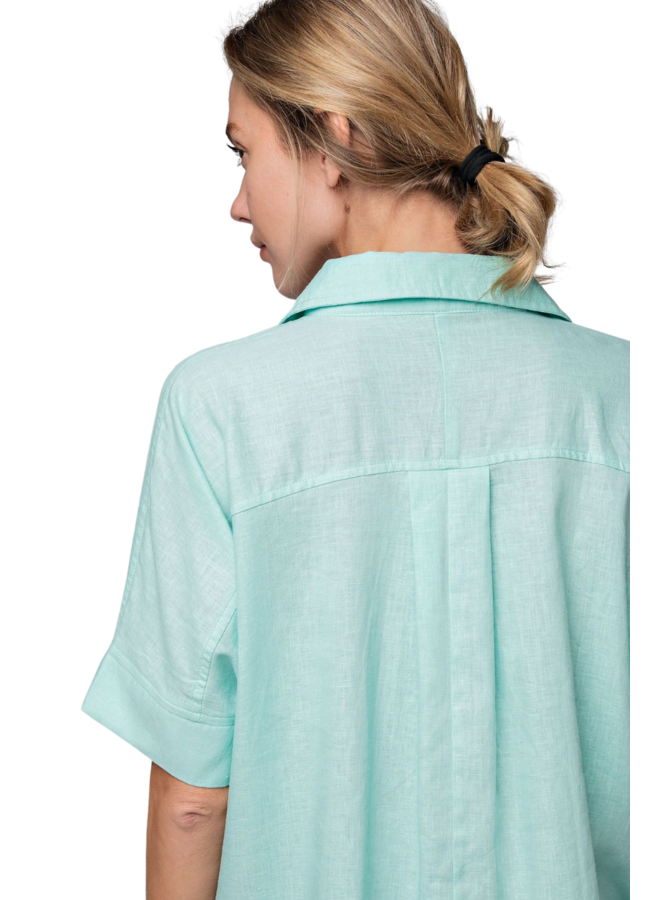 Linen Short Top In Mint