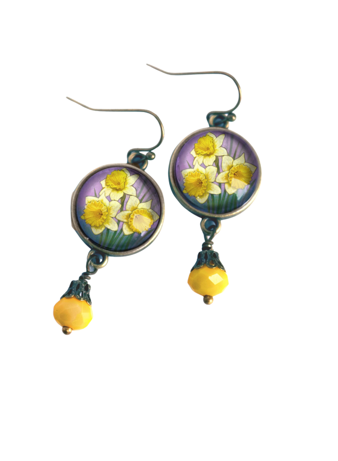 Art Nouveau Daffodil Earrings